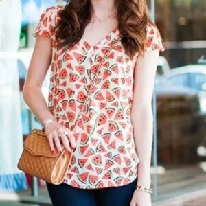 Anthropologie Maeve Summer Watermelon Top Blouse Women’s Size 6